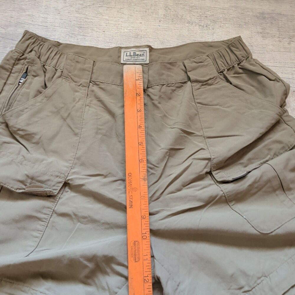 Women’s L.L.Bean Outdoor Hiking Pants Medium Khaki Nylon Cargo Stretch Waist M - Picture 6 of 8